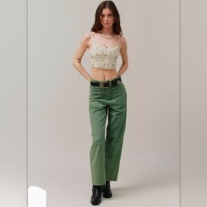 BDG Bella Baggy Green Striped Pants W28 Relaxed Fit New With Tags!